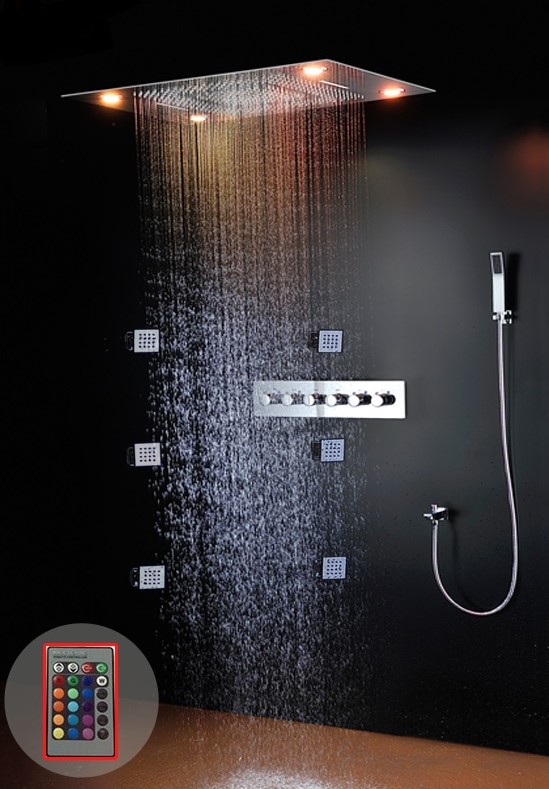 Narbonne Rain LED Chrome Waterfall Bathroom Shower Set